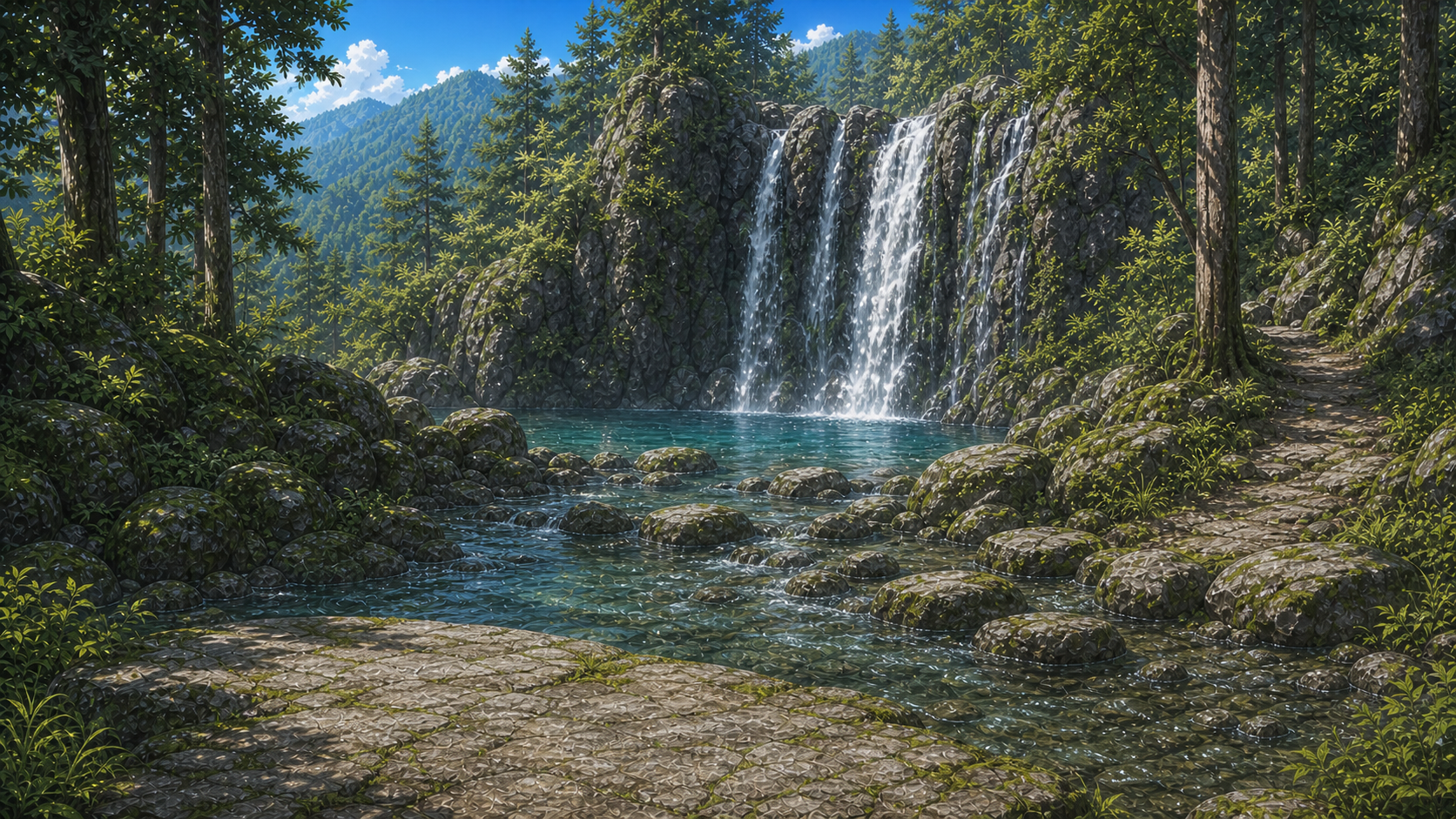 Waterfall Pool Mountain Stream, Base