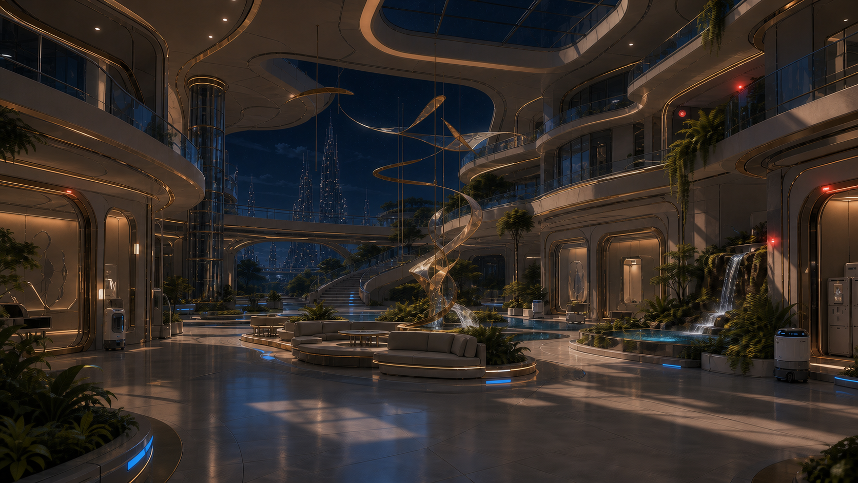 Upper Luxury Galleria, 夜間照明・警戒